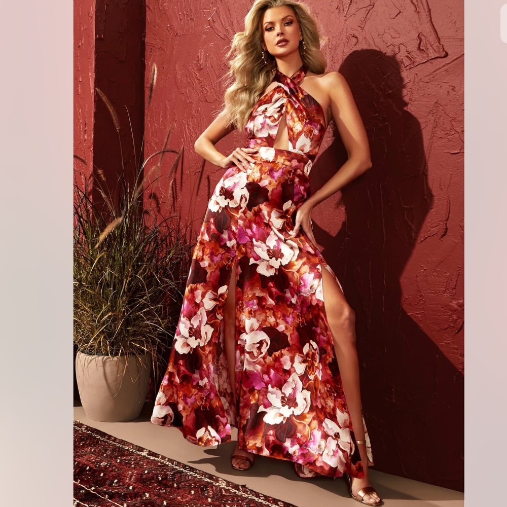 Marciano Floral Maxi Dress - Red and White